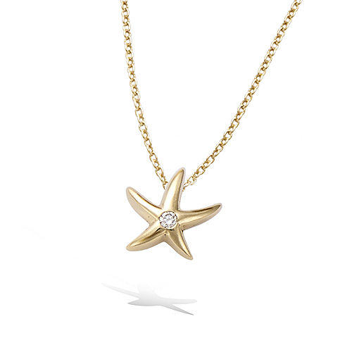 Collar Chapado en Oro 5 Micras Estrella de Mar con Zirconita Central