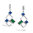 Pendiente de Plata 925 Rodiado Formas Geometricas Cristales color Esmeralda y Zafiro