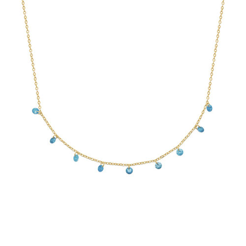 Collar Chapado en Oro 5 Micras con circonitas tonalidades azules