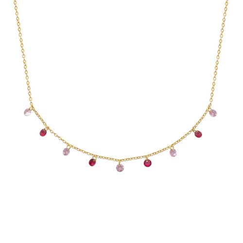 Collar Chapado en Oro 5 Micras con circonitas tonalidades rosas
